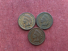 ÉTATS UNIS Lot De 3 Monnaies One Cent - 1859-1909: Indian Head