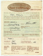 M.O.T. TEST CERTIFICATE - BULLDOG SERVICE STATION, READING ROAD, WINNERSH, 1974 - Royaume-Uni