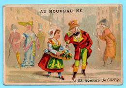 RARE Chromo Au Nouveau Né. Calendrier 1877 Premier Semestre. La Marchande De Fleurs. Imp. Hermet - Small : ...-1900