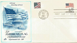 U.S. CAPITOL AMERICAN FLAG (coil Stamp, Roulette).  FDC NEW JERSEY 1987 - 1981-1990