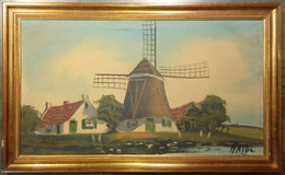 Moulin à Vent Et Ferme/ Windmill And Farm, Mator - Huiles