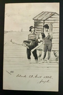 CPA FANTAISIE - OSTENDE 1904 « BAIGNEUSES ,SAUVETEUR ( Carte Avec Strass) - Oostende