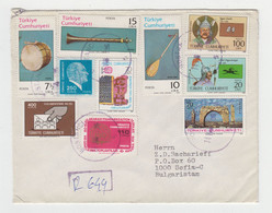 Turkey 1985 Registered Cover With Many Topic Topical Stamps Music Instruments Sent Abroad To Bulgaria (1110) - Covers & Documents