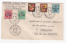 REUNION . Lettre Centenaire Du Timbres 1949 , CFA , Pour Mlle Riviere Pierrette Saint Louis - Covers & Documents