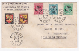 REUNION . Lettre Centenaire Du Timbres 1949 , CFA , Pour Mlle Benard Josette Saint Louis - Covers & Documents