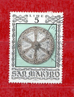 SAN MARINO ° 1974 - ARMATURE E ARMI ANTICHE. Lire 5. Unif. 910  . Usati - Gebraucht