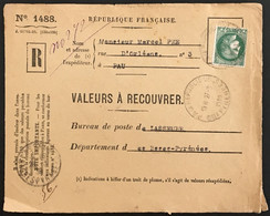 Devant De Lettre, PTT Valeurs à Recouvrer 1488 Cachets Lasseube Basses-Pyrénées (64) Pau République YT 375  – 245 - 1921-1960: Modern Period