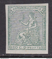 ESPAÑA 1873 - Alegoría Sello Nuevo Con Fijasellos 10 C. Verde Edifil Nº 133Fs -MNH- Falso Postal - Neufs