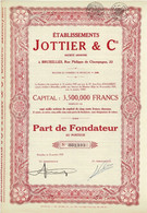 Titre De 1929 - Etablissements Jottier & Cie - - Industrie