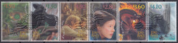 NEW ZEALAND 2021 Lord Of The Rings: Fellowship 20th Anniv., Set Of 6 In Strip CTO - Vignettes De Fantaisie