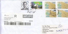 Spain 2021 Air Registered Mail Cover To China — 2017 Tourism/2007 Astronomy Stamps - Covers & Documents