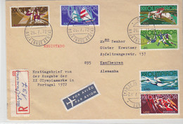 Luftpost R-Ersttagsbrief Mit Der XX Olympiamarke Aus BEJA 26.7.72 Nach Kaufbeuren - Lettres & Documents
