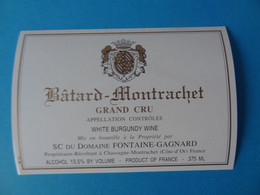 Etiquette De Vin Bâtard Montrachet Grand Cru Fontaine Gagnard 375 Ml - Bourgogne