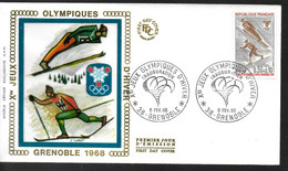 Delcampe - FRANCE FDC  1968 Grenoble Jo  Saut A Ski De Fond Flamme - Ski