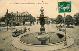 Reims * Place De La République Et Avenue De Laon * Attelage - Reims