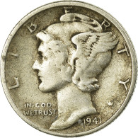 Monnaie, États-Unis, Mercury Dime, Dime, 1941, U.S. Mint, Philadelphie, TB+ - 1916-1945: Mercury (kwik)