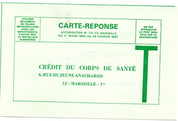 BOUCHES Du RHONE - Dépt N° 13 = MARSEILLE 1966 = CARTE REPONSE T ' CREDIT CORPS SANTE ' - Cartes/Enveloppes Réponse T