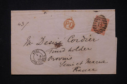 ROYAUME UNI - Lettre De Londres Pour La France En 1866, Affranchissement Victoria 4P. -  L 119238 - Covers & Documents