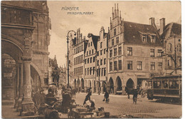 Münster I.W., Prinzipalmarkt Mit Straßenbahn Und Korbverkäufer, Poststempel Sögel 1909 - Muenster