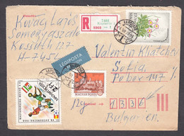 Hungary 10/1985 - 9 Ft., Football, Flowers, R-Letter Travel To Bulgaria (2 Scan) - Lettres & Documents