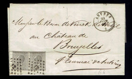 COB 17 X 2 / Làc De Losange à Pts 12 Anvers 23 FEV.  68 => Bruyelles Près Tournai Et Antoing Belle Frappe Destinataire ! - 1865-1866 Perfil Izquierdo