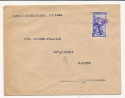 1952 ITALIA AL LAVORO 20 LIRE ISOLATO IN USO RECAPITO AUTORIZZATO PERFIN BCI SEDE SALERNO - 1946-60: Marcofilie