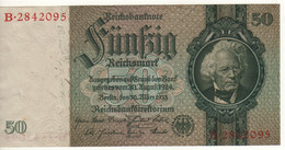 GERMANY  50 Reichsmark P182a   Dated 30.3.1933 "David Hansemann + Allegorical Figures, Mercury At Back" - 50 Reichsmark