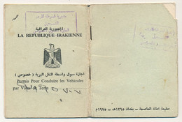 IRAK - Permis Pour Conduire Les Véhicules Par Voie De Terre - Timbre Fiscal - Zonder Classificatie