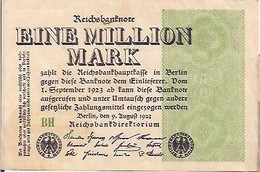 ALLEMAGNE - EINE MILLION MARK (1.000.000) - BH - 9 AOÛT 1923 - REICHSBANKNOTE - 1.000 Mark