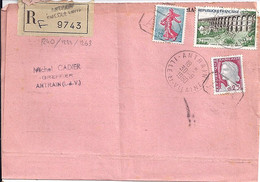 TYPE MARIANNE DE DECARIS N° 1263 + COMPL. SUR LETTRE RECOMMANDEE DE ANTRAIN / 30.9.1960 - 1960 Marianne (Decaris)