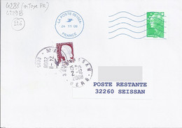 TYPE MARIANNE DE DECARIS N° 4288 SUR LETTRE DE 24.11.08 EN TAXE DE POSTE RESTANTE - 1960 Marianne Of Decaris