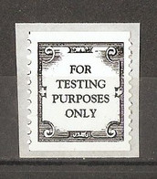 Etats-Unis 1962 - For Testing Purposes Only - Test Coil - ATM Stamp - MNH - Sc TD107 - Adhésif Sur Papier - Nuevos