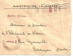 France-enveloppe  Cachet à Date 1947 - Ministère De La Guerre (service Militaire ) NDF - 1921-1960: Moderne