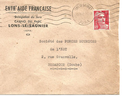 France-enveloppe  Cachet à Date 1946 - Entr'aide Française  Lons-le Saunier (Jura) - 1921-1960: Période Moderne