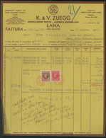 ZUEGG ESPORTAZIONE FRUTTA -FABBRICA MARMELLATE -LANA -BOLZANO -FATTURA 1935 - Rechnungen