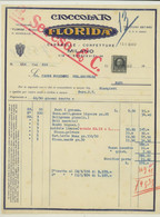 CIOCCOLATO CARAMELLE CONFETTURE "FLORIDA -MILANO -FATTURA DEL 1936 - Facturas
