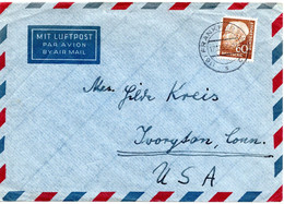 58068 - Bund - 1958 - 60Pfg Heuss II (Zahnf) EF A LpBf FRANKFURT -> Ivoryton, CT (USA) - Covers & Documents