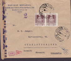 Spain ENRIQUE BOFARULL, BARCELONA 1943 Cover Letra CHARLOTTENLUND Denmark German 'OKW' & Spanish Censor Zensur (2 Scans) - 1931-50 Brieven