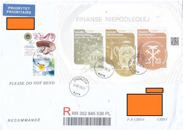 Poland Air Registered Mail Cover To China — 2019 Independent Poland Finances MS/2018 Liszki Sausage Stamps - Covers & Documents