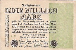 ALLEMAGNE - EINE MILLION MARK (1.000.000) - A Q - 9 AOÛT 1923 - REICHSBANKNOTE - 1000 Mark