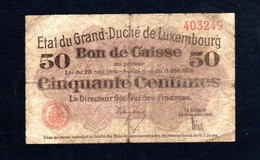 LUXEMBOURG " Baisse De Prix " Billet 50 Cents 1919 B/TB P.26-C7.A - Luxemburg