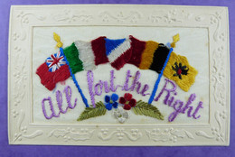 Carte Brodée    Dentelle Lace All Fort The Right Alliance Troepen Geallieerd Leger  1914-1918 - Patriotic