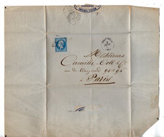 TB 3311 - 1867 - LAC - Lettre - Denrées Coloniales / Mso CARCASSONNE - Mr FONTANO à PERPIGNAN Pour PARIS - 1849-1876: Klassik
