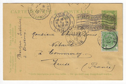 LIEGE Carte Postale Entier 5c Vert Complément 5c Blason Dest France Commercy Ob 1910 Meca BRUXELLES EXPOSITION - Briefkaarten 1909-1934