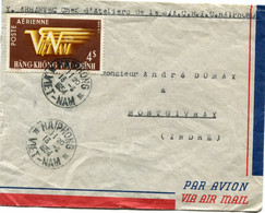 VIET-NAM LETTRE PAR AVION DEPART HAIPHONG 13-3-1954 VIET-NAM POUR LA FRANCE - Viêt-Nam