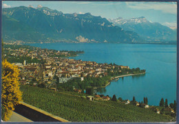 De Chardonne, Vue Sur Vevey, La Tour De Peilz Et Les Alpes Vaudoises. 1 Timbre Jongny 17.3.80 Lac Léman - Chardonne