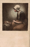 Femme  Au Chevet De Son Enfant  Belle Carte - Fabiano