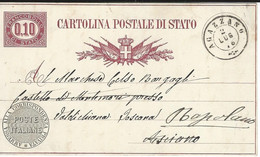 INTERO REGNO SERVIZIO DI STATO 10 CENT 1876 AGAZZANO X RAPOLANO - Entero Postal