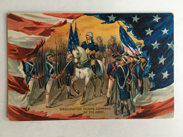 USA - George Washington Taking Command Of The Army Revolutionary War Of Independence American Flag Litho Raphael Tuck - Présidents