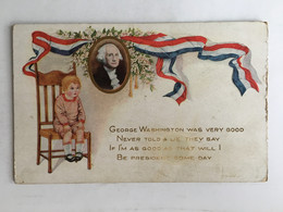 USA - George Washington Revolutionary War Of Independence American Flag Litho Patriotic Poem Stamp Greenfield President - Presidenten